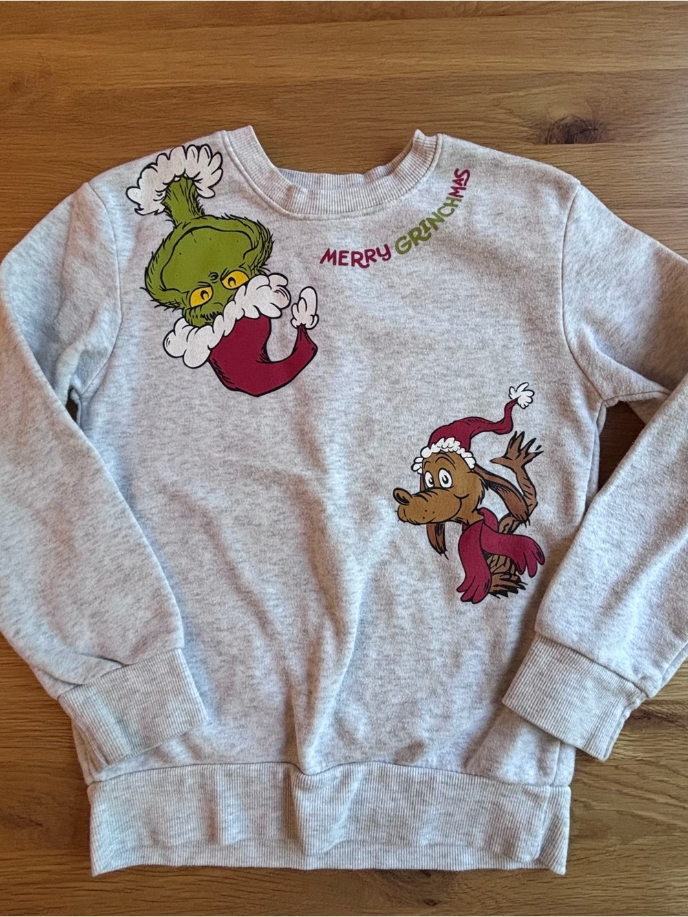 Kids Light Gray Grinch Sweatshirt - Merry Grinchmas